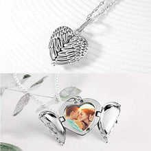 Load image into Gallery viewer, Photo locket angel wing necklace
